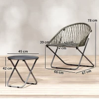 Outsunny Patio Bistro Set, Folding Patio Furniture Set with 2 Chairs and Table, Grey(m-3)