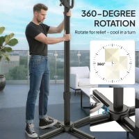 Outsunny 3 x 3 m Garden Cantilever Parasol w/ Light, Cover, UPF50+ Patio Umbrella w/ Wind Protection, 360° Rotation, Cream White(m-9)