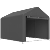 Outsunny 6.6 x 7.8ft Outdoor Garden Storage Shed, Waterproof Bike Tent with Roll-up Zipper Door, Galvanised Metal Frame, Portable Shed Shelter Carport for Motorcycle Garden Tools, Dark Grey(m-1)