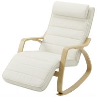 HOMCOM Fauteuil à bascule avec massage, chauffage, appui-tête & repose-pieds, revêtement velours, fauteuil relax, blanc crème