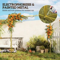 Outsunny Wedding Arch Backdrop Stand, Square Metal Arch Frame with U-shaped Stakes, Gold Wedding Arch, 6.6 FT(m-5)