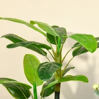HOMCOM Conjunto de 2 Bananeiras Artificiais 150 cm Plantas Artificiais com Vaso e 18 Folhas Planta Artificial para Decoração Verde(m-7)