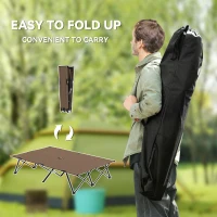 Outsunny Double Camping Cot Bed, with Bag - Khaki(m-5)