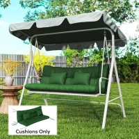 Outsunny Outdoor Seat Cushions Back Cushion with 2 Pillows, Water Repellent Seat Pads for 3-Seater Chair, Green(m-2)