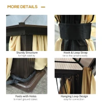 Outsunny Gazebo da Giardino in Alluminio con Tetto in PC, 430x360x265 cm(m-5)