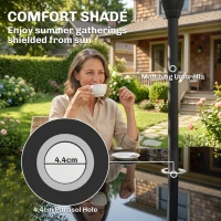 Outsunny 4 Seater Rattan Dining Set with Parasol, 6 Piece Garden Table and Stackable Chairs with Tempered Glass Tabletop(m-5)