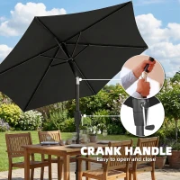 Outsunny 2m Garden Parasol Umbrella, Outdoor Table Parasol Umbrella with Crank Handle, Tilt Function, UV30+ Protection(m-7)