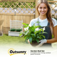 Outsunny Garden Planters with Trellis for Climbing Vines, Wood Raised Beds for Garden, Flower Pot, Indoor Outdoor, Grey(m-9)