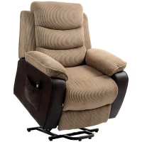 HOMCOM Sillón Relax Reclinable Eléctrico Levanta Personas con Mando a Distancia Puerto USB y Bolsillos Laterales Marrón(m-1)