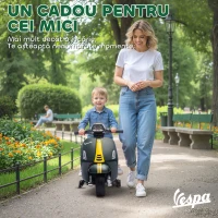 AIYAPLAY Motocicletă electrică pentru copii cu licență Vespa, baterie reîncărcabilă 6V, rotițe și lumini, vârsta 2-6 ani, verde închis(m-7)