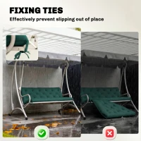 Outsunny 3 Seater Bench Cushion, Garden Chair Cushion with Back and Ties for Indoor and Outdoor Use, 98 x 150 cm, Green(m-6)