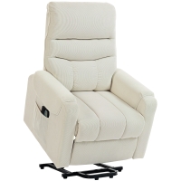 HOMCOM Sillón Levanta Personas con 8 Punto de Masaje Reposapiés Mando a Distancia y Bolsillo Lateral 83x92x110 cm Beige