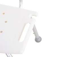 HOMCOM Scaun de Duș Antiderapant cu Spătar și Înălțime Reglabilă pe 8 Poziții, 50,6x43x71-88 cm, Alb(m-14)