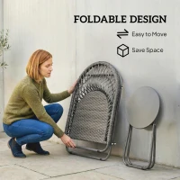 Outsunny Patio Bistro Set, Folding Patio Furniture Set with 2 Chairs and Table, Grey(m-5)