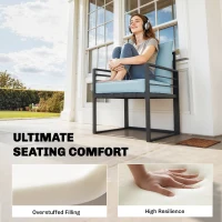 Outsunny Outdoor Seat and Back Cushion Set, 63L x 55W x 15Dcm Patio Deep Seating Chair Fade Resistant Replacement Cushion, Light Grey(m-5)