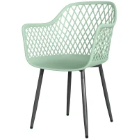 Outsunny Garden Chairs Set of 4, Garden Dining Chairs with Cut Out Diamond Back and Armrests for Patio, Balcony, Terrace, Green(m-11)