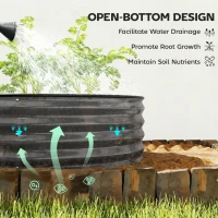 Outsunny Galvanised Raised Garden Bed, Metal Planter Box with Safety Edging, for Flowers, Herbs, Succulents, Dark Grey(m-5)
