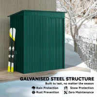 Outsunny 5 x 3.5ft Metal Garden Storage Shed with Effortless Assembly and 2 Pairs of Gloves, Waterproof Outdoor Shed, Green(m-5)