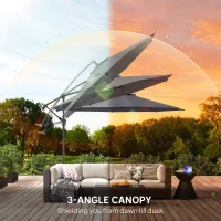 Outsunny 3 m Overhanging Cantilever Parasol, with Cross Base - Grey(m-6)