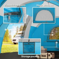 Outsunny 5-6 Man Camping Tent, Tunnel Tent, Water Resistant Hiking Shelter with Groundsheet and Carry Bag, Light Blue(m-8)