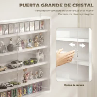 HOMCOM Vitrina de Pared de Madera con Estantes Ajustables y 2 Puertas Correderas de Cristal 80x9,5x60 cm Blanco(m-5)