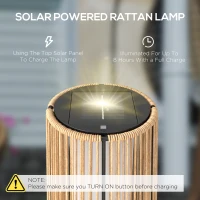 Outsunny Patio Garden Solar Powered Lights Woven Resin Wicker Lantern Auto On/Off(m-4)