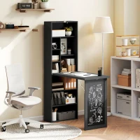 HOMCOM Three-Part Work Desk, with Storage and Chalkboard - Black(m-10)