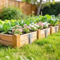 Outsunny 20 Pack Railway Sleeper Brackets, 41 cm Heavy Duty Galvanised Steel Sleeper Stakes with Screws and Gloves(m-9)