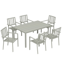 Outsunny 7-Piece Garden Furniture Set with Table Light Grey