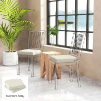Outsunny Outdoor Chair Seat Cushions Set of 2, Garden Chair Cushions with 7cm Thick Foam & Ties, Cream White(m-2)