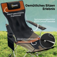 Outsunny 2er Set Campingstuhl faltbar Angelstuhl mit abnehmbar Fußstütze Getränkehalter belastbar 120 kg Orange(m-4)