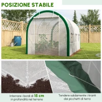 Outsunny Serra Tunnel, Serra di Coltivazione, Porte a Zip, Finestre in Rete, Telaio in Metallo, 3,5 x 2 x 2 m, Bianco(m-6)