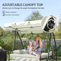 Outsunny Hollywoodschommel tuinschommel schommelbank met ligfunctie 240 kg crème(m-5)