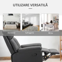 HOMCOM Fotoliu Relax Rabatabil cu Captuseala Ergonomica cuTaburet in Piele Ecologica,80 × 97 × 107cm Negru(m-6)