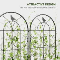 Outsunny Set of 2 Garden Trellis, Metal Fence Panels for Climbing Outdoor Plants, Flowers, 180 x 50cm(m-5)