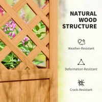 Outsunny Wooden Raised Garden Bed with Trellis, Liner, Drainage Holes, for Vine Climbing Plants, Flowers, 83 x 36 x 145 cm(m-5)