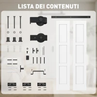 HOMCOM Porta Deslizante Dobrável com Ferragens 91,4x213,4 cm com Roldana Trilho de Aço Guia de Piso Puxador Branco(m-4)