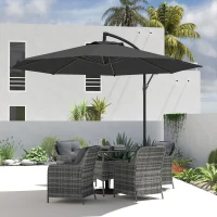 Outsunny 3 m Overhanging Cantilever Parasol, with Cross Base - Black(m-9)
