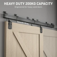 HOMCOM Schwerlast Schiebetür-Hardware-Set 183 cm Schwarz für Einzeltüren(m-4)