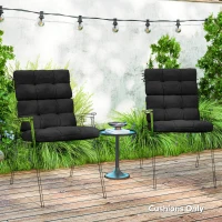 Outsunny 2-Piece Seat Cushion Replacement with Backrest, Garden Patio Chair Cushions Set with Ties, Black(m-2)