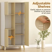 HOMCOM 170 cm keukenkast, moderne kast met open vak, verstelbare planken, natuurhout-look(m-5)