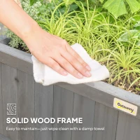 Outsunny Raised Bed with Drainage Holes, Wood Planter with Trellis for Climbing Plants, Dark Grey(m-7)