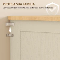 HOMCOM Armário de Cozinha com 2 Portas de Acrílico Gaveta Grande e Prateleiras Ajustáveis 76x40x182,5 cm Creme(m-7)