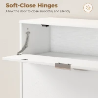 HOMCOM Smalle schoenenkast met 2 klepvakken, schoenenkast met lychee-lederen deuren en verstelbare planken, wit(m-8)