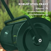 Outsunny Compost Spreader, 24" Peat Moss Spreader with Height Adjustable T Shaped Handle and Metal Mesh Basket, Garden Spreader for Seeding, Spreading Manure, Green(m-7)