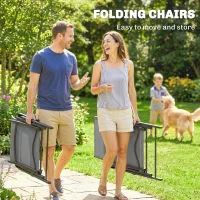Outsunny 5 Pieces Outdoor Dining Set, Garden Dining Set for 4 with Square Table and Folding Chairs, Grey(m-5)