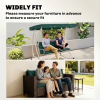 Outsunny 3 Seater Bench Cushion, Garden Chair Cushion with Back and Ties for Indoor and Outdoor Use, 98 x 150 cm, Green(m-8)