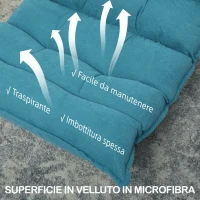 HOMCOM Poltrona Relax Girevole Effetto Velluto e Acciaio con Schienale Regolabile in 5 Posizioni, 62x70x95 cm, Blu(m-6)