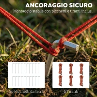 Outsunny Tenda da Campeggio a Tunnel per 2-4 Persone Alta 200cm con 2 Stanze, Impermeabile 3000mm, Azzurro(m-9)