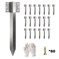 Outsunny 20 Pack Railway Sleeper Brackets, 41 cm Heavy Duty Galvanised Steel Sleeper Stakes with Screws and Gloves